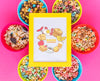 Top View Of Cereal Bowls And Frame With Pink Background Psd