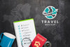 Top View Of Checklist With Mug And Travel Essentials Psd