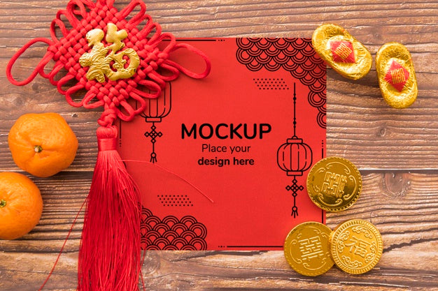 Top View Of Chinese Conept Mock-Up Psd
