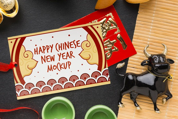 Top View Of Chinese New Year Mock-Up Psd