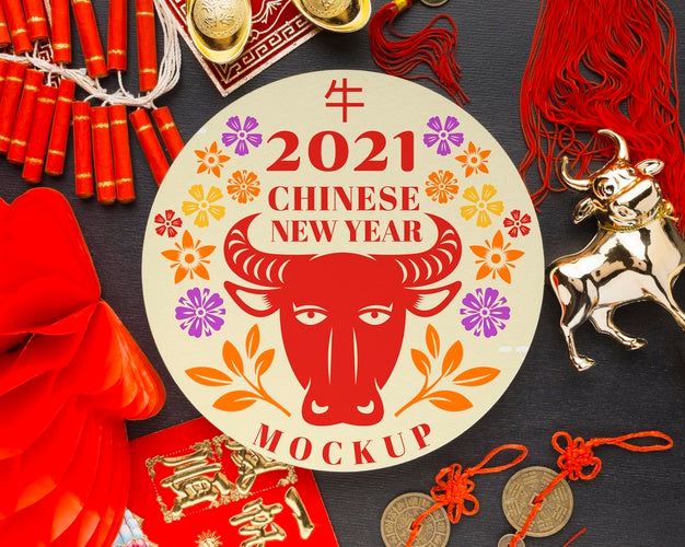 Top View Of Chinese New Year Mock-Up Psd