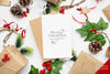 Top View Of Christmas Composition With Gift Box Psd