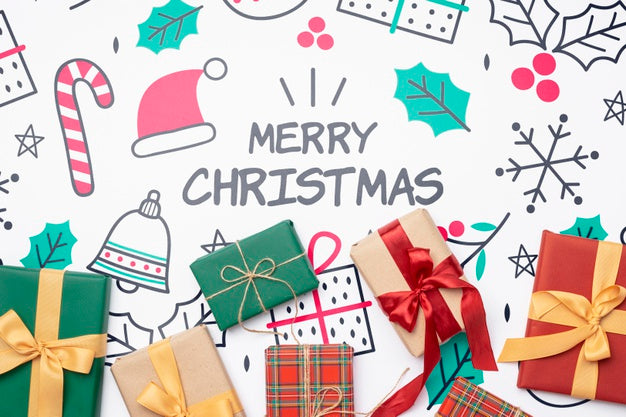 Top View Of Christmas Concept With Gifts Psd