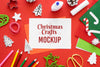 Top View Of Christmas Crafts With Crayons And Paper Psd