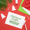 Top View Of Christmas Crafts With Paper And Branch Psd