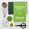 Top View Of Christmas Crafts With Scissors And Measuring Tape Psd
