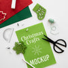 Top View Of Christmas Crafts With Scissors Psd