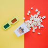 Top View Of Cinema Popcorn In Cup With Glasses Psd