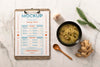 Top View Of Clipboard With Christmas Dish Psd