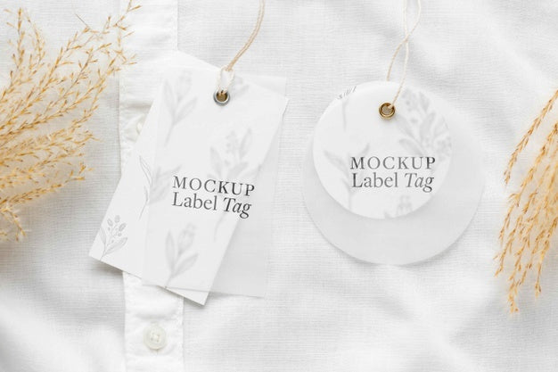 Top View Of Clothing Label On White Shirt Fabric Psd