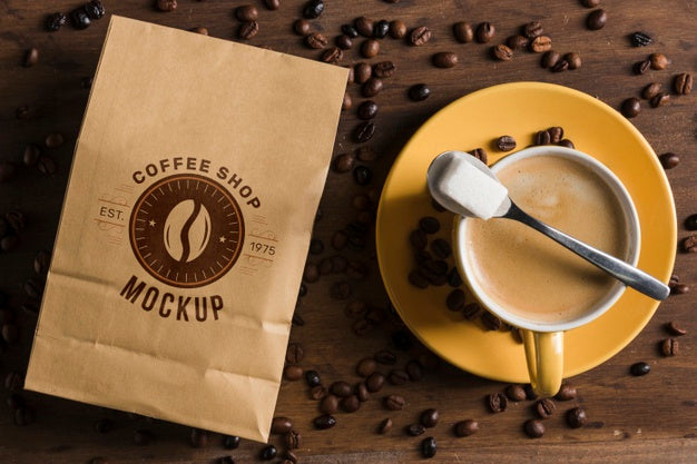 Top View Of Coffee Concept Mock-Up Psd