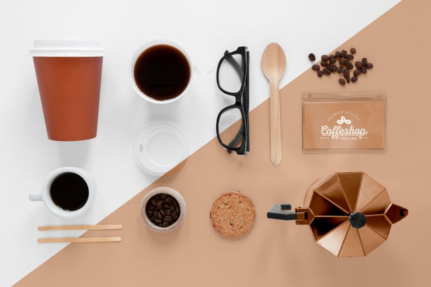 Top View Of Coffee Concept Mock-Up Psd