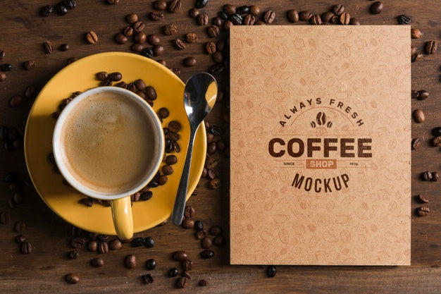 Top View Of Coffee Concept Mock-Up Psd