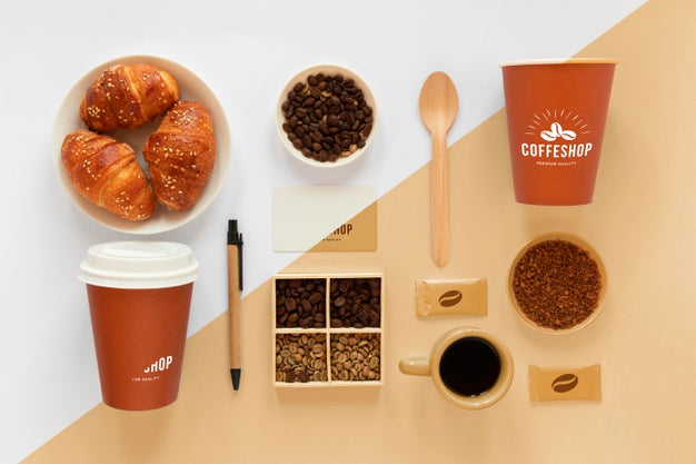 Top View Of Coffee Concept Mock-Up Psd