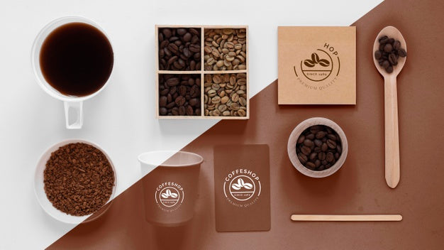 Top View Of Coffee Concept Mock-Up Psd