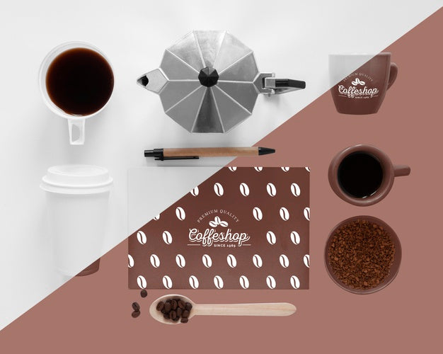 Top View Of Coffee Concept Mock-Up Psd