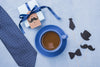 Top View Of Coffee With Gift And Tie For Fathers Day Psd