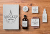 Top View Of Collection Of Beard Care Products Psd