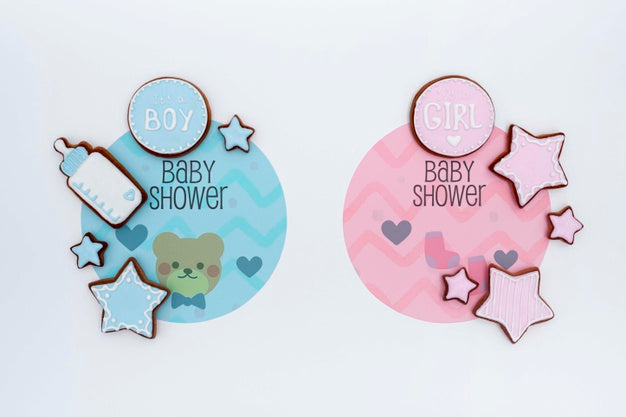 Top View Of Colored Baby Shower Decorations Psd