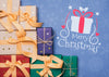 Top View Of Colorful Christmas Gifts Mock-Up Psd