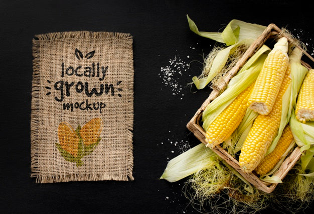 Top View Of Crate Of Corn Psd