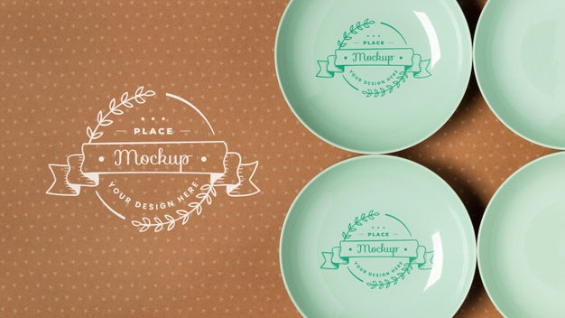 Top View Of Crockery Concept Mock-Up Psd
