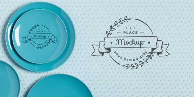 Top View Of Crockery Concept Mock-Up Psd