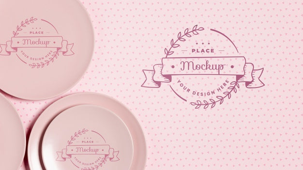 Top View Of Crockery Concept Mock-Up Psd
