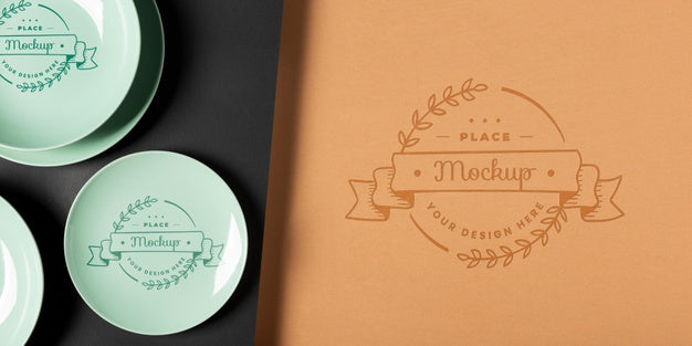 Top View Of Crockery Concept Mock-Up Psd