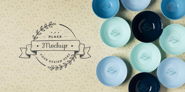Top View Of Crockery Concept Mock-Up Psd
