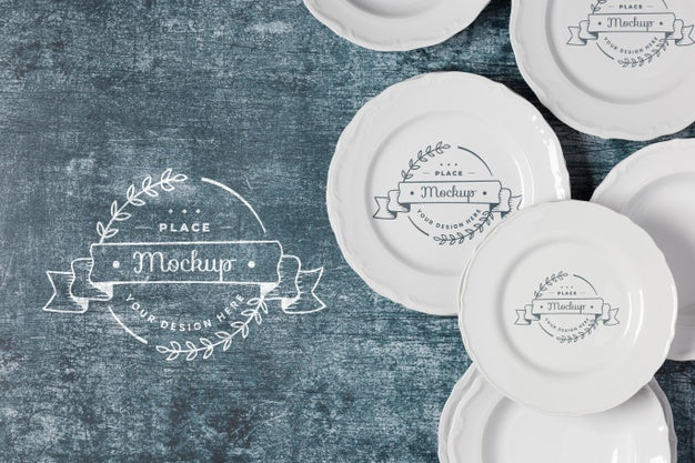 Top View Of Crockery Concept Mock-Up Psd