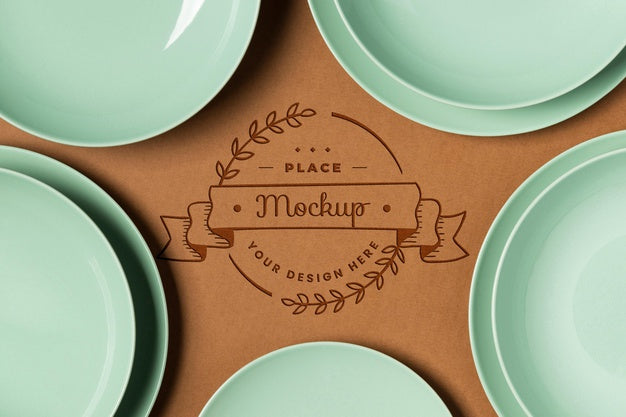 Top View Of Crockery Concept Mock-Up Psd