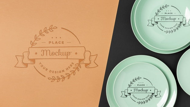 Top View Of Crockery Concept Mock-Up Psd