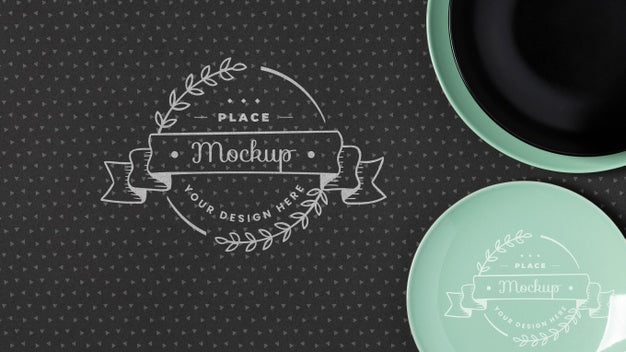 Top View Of Crockery Concept Mock-Up Psd