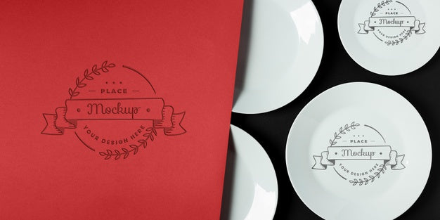 Top View Of Crockery Concept Mock-Up Psd