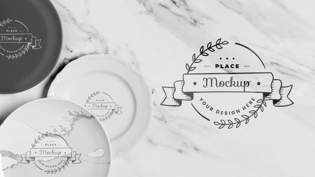 Top View Of Crockery Concept Mock-Up Psd
