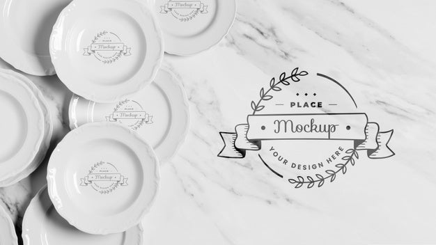 Top View Of Crockery Concept Mock-Up Psd