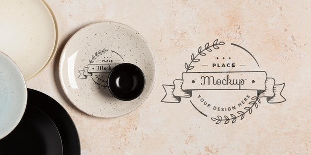 Top View Of Crockery Concept Mock-Up Psd