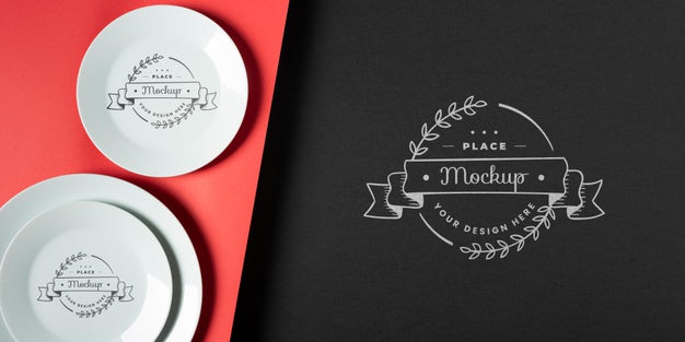 Top View Of Crockery Concept Mock-Up Psd