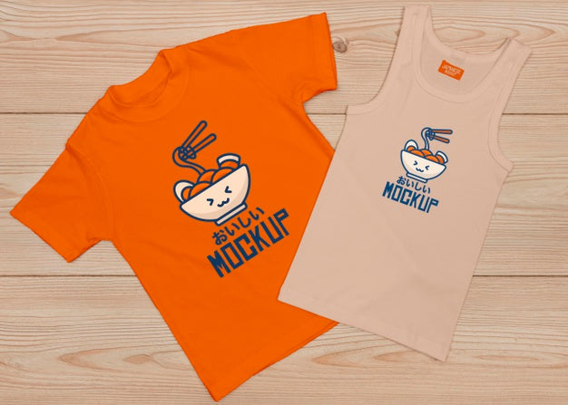 Top View Of Cute T-Shirt Concept Mock-Up Psd