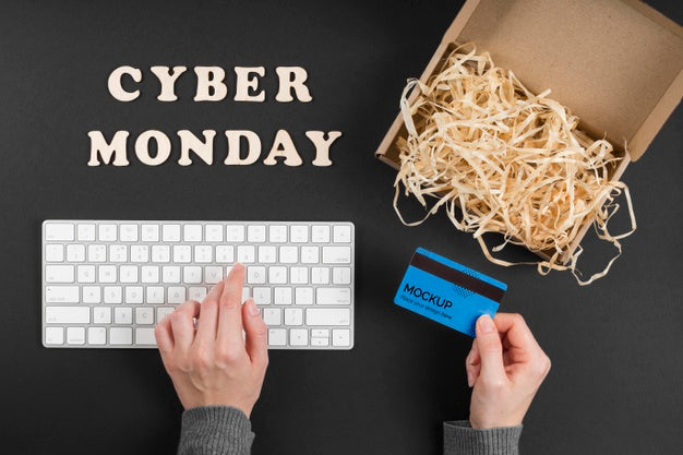 Top View Of Cyber Monday Concept Mock-Up Psd
