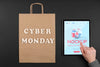 Top View Of Cyber Monday Concept Mock-Up Psd