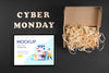 Top View Of Cyber Monday Concept Mock-Up Psd