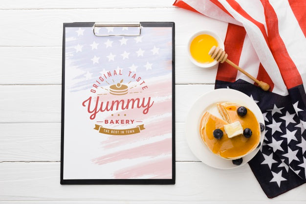 Top View Of Delicious American Food Mock-Up Psd