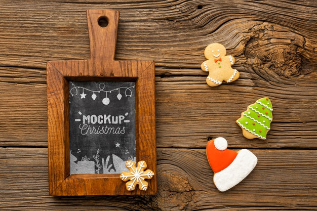 Top View Of Delicious Christmas Food Mock-Up Psd
