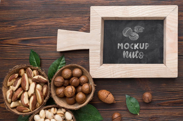 Top View Of Delicious Nuts Mock-Up Psd