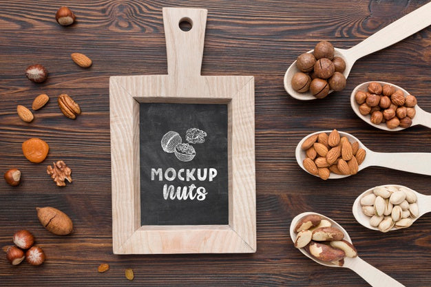 Top View Of Delicious Nuts Mock-Up Psd