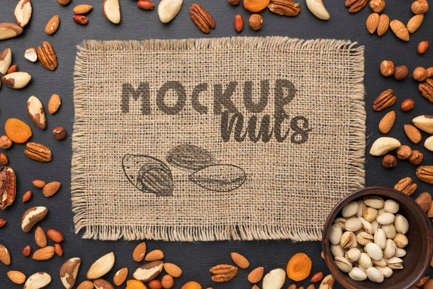 Top View Of Delicious Nuts Mock-Up Psd