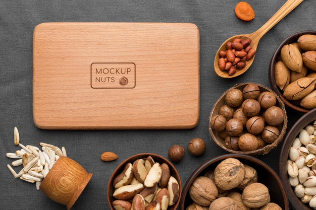 Top View Of Delicious Nuts Mock-Up Psd