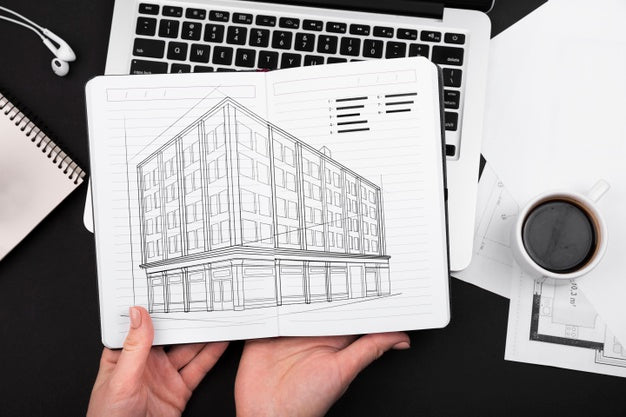 Top View Of Desk Concept Mock-Up Psd